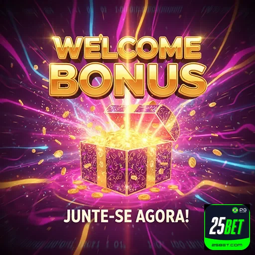 Imagem promocional do 25bet destacando bônus especial, com o logo 25bet ao fundo.